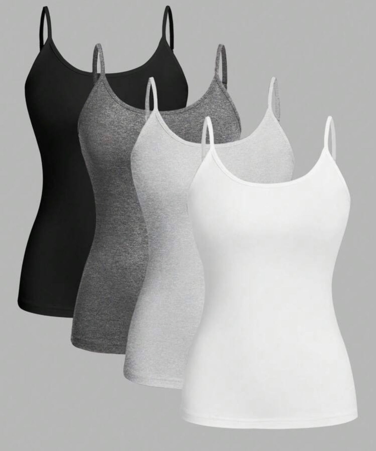 SHEIN EZwear 4pcs/Pack Casual Minimalist Camisole Crop Top For Women, Suitable For Summer Back To School