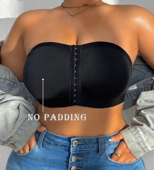 1pc Solid Color Casual-Comfortable Minimalist Knit Fabric Front Button Wireless Plus Size Bralette For Women, All Season