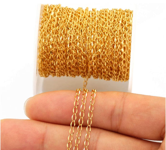 33FT Gold Silver Twisted Cable Chains Stainless Steel Necklace Jewelry Chains Extender Chains Link Bulk for Jewelry Makings
