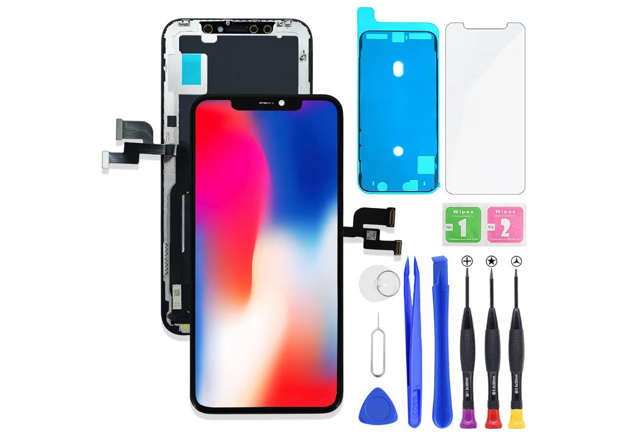 for iPhone X/10 LCD Display FHD Screen Replacement 3D Touch Digitizer Frame Full Assembly with Repair Tools Kit for 5.8 inch A1865, A1901, A1902, A1903+Waterproof Adhesive+Screen Protector