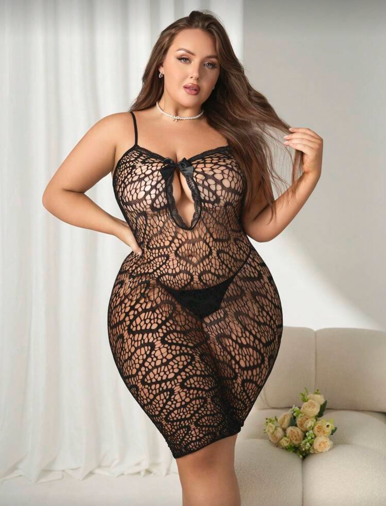 1pc Women's Sexy Mesh Garter Slip