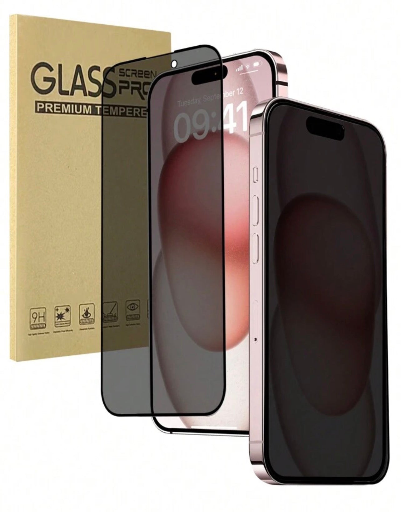 2pcs Full Screen Tempered Glass Privacy Screen Protector, Compatible With Apple 17/16 Pro Max/15 Pro Max/15 Pro/14 Pro Max/13/12/11 Inch, Black Framed Anti-Peeping Full Screen Phone Protective Film