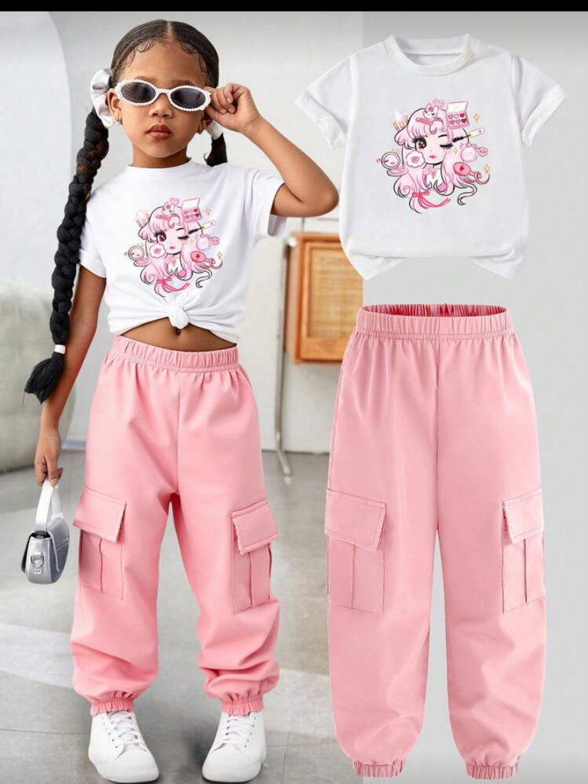 SHEIN Young Girls' Utility Jumpsuit Short Sleeve Outfit Summer Holiday