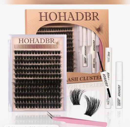 Lash Extension Kit Thick Eyelash Extension Kit 10-18mm Fluffy Lash Clusters 100D Individual Eyelashes Kit With Lash Bond, Lash Remover, Lash Applicator, DIY Lashes Extension