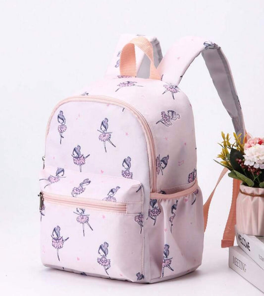 Children's Backpack With Pink Base And Cartoon Purple Little Girl Design, Suitable For 3-6 Years Old Girls Who Study Ballet, Printed Schoolbag For Kindergarten, Primary And Secondary School Students