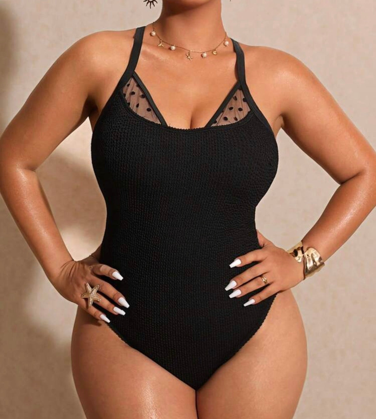 SHEIN Elaquor Plus Size Black Sexy Knitted Sleeveless Spaghetti Strap Short Criss Cross Plain One Piece