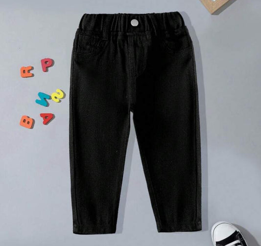 Baby Girls' Basic Casual Loose Fit Comfortable Black Denim Dad Pants