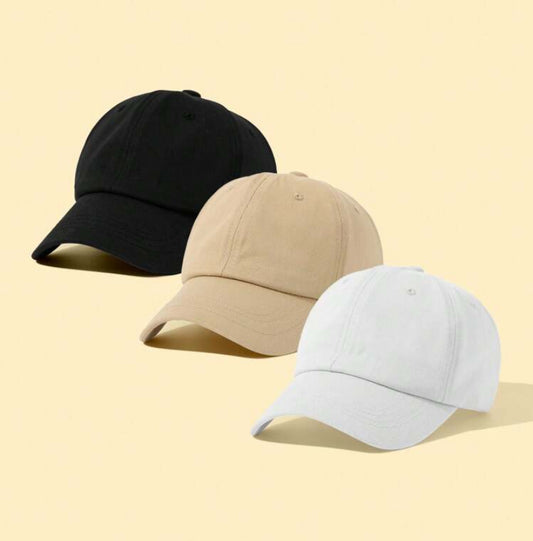 3pcs Solid Color Infant & Toddler Classic Simple Sun Protection Baseball Cap