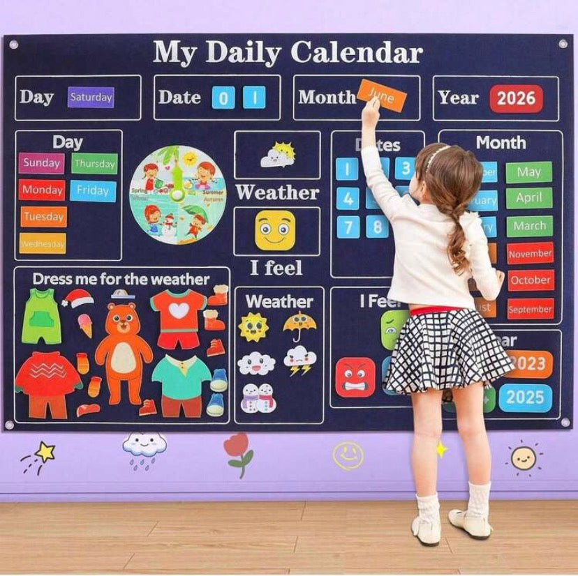 4-In-1 Montessori Felt Busy Board, Christmas Decoration, Storytelling Education, Weather/Time Planner, Interactive Classroom/Home Early Learning Wall Hanging Gift