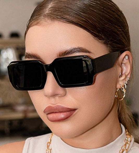 Retro Rectangular Plastic Fashion Sunglasses, Unisex Classic Design For Outdoor Travel Beach Casual Wear, UV Protection Driving Glasses Fashionable Shade Elegant Outfit Family Outings Travel Vacation Holiday