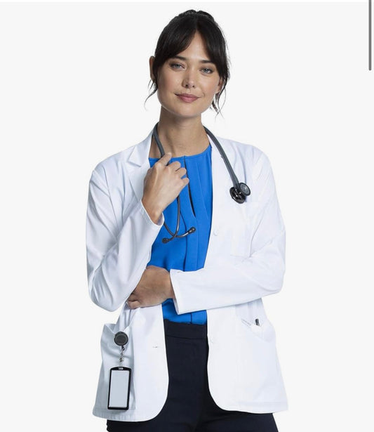 Lab Coat Women 28" & 30" Medical Scrub Consultation Lab Coat Long Sleeve with 3 Pockets Easy Care - CK451