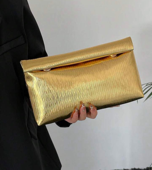 Fashionable Solid Color Glossy Handbag, Large Capacity Flap Magnetic Closure Square Bag, Plaid Ladies Purse, Multifunctional Evening Bag, Suitable For Women's Parties, Travel, Shopping, Magnetic Closure Ladies Small Bag, Fashionable Ladies Handbag