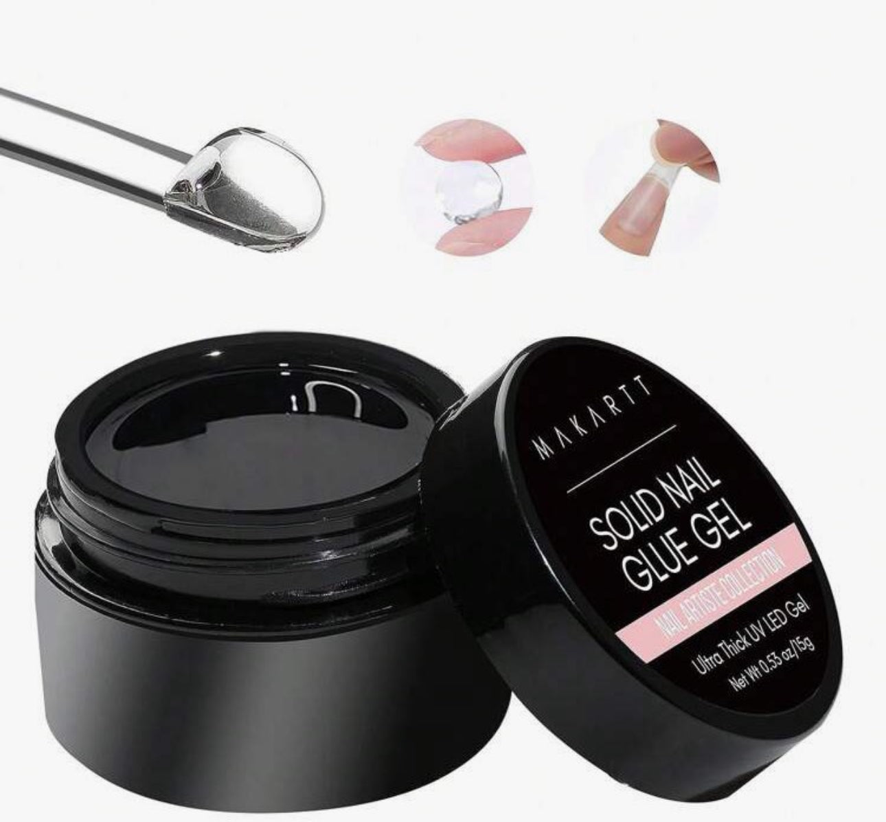 15ML Makartt Solid Nail Gel Glue For Holiday, Clear Acrylic Nail Tips Solid Gel Nail Glue For Press On Nails Fake Nails Solid Builder Gel For Nail Strengthen Nail Art DIY Home With UV Light Cured