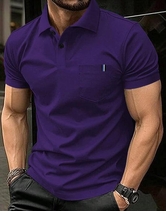 Manfinity Homme Men's Summer Solid Color Short Sleeve Casual Polo Shirt For Commuting
