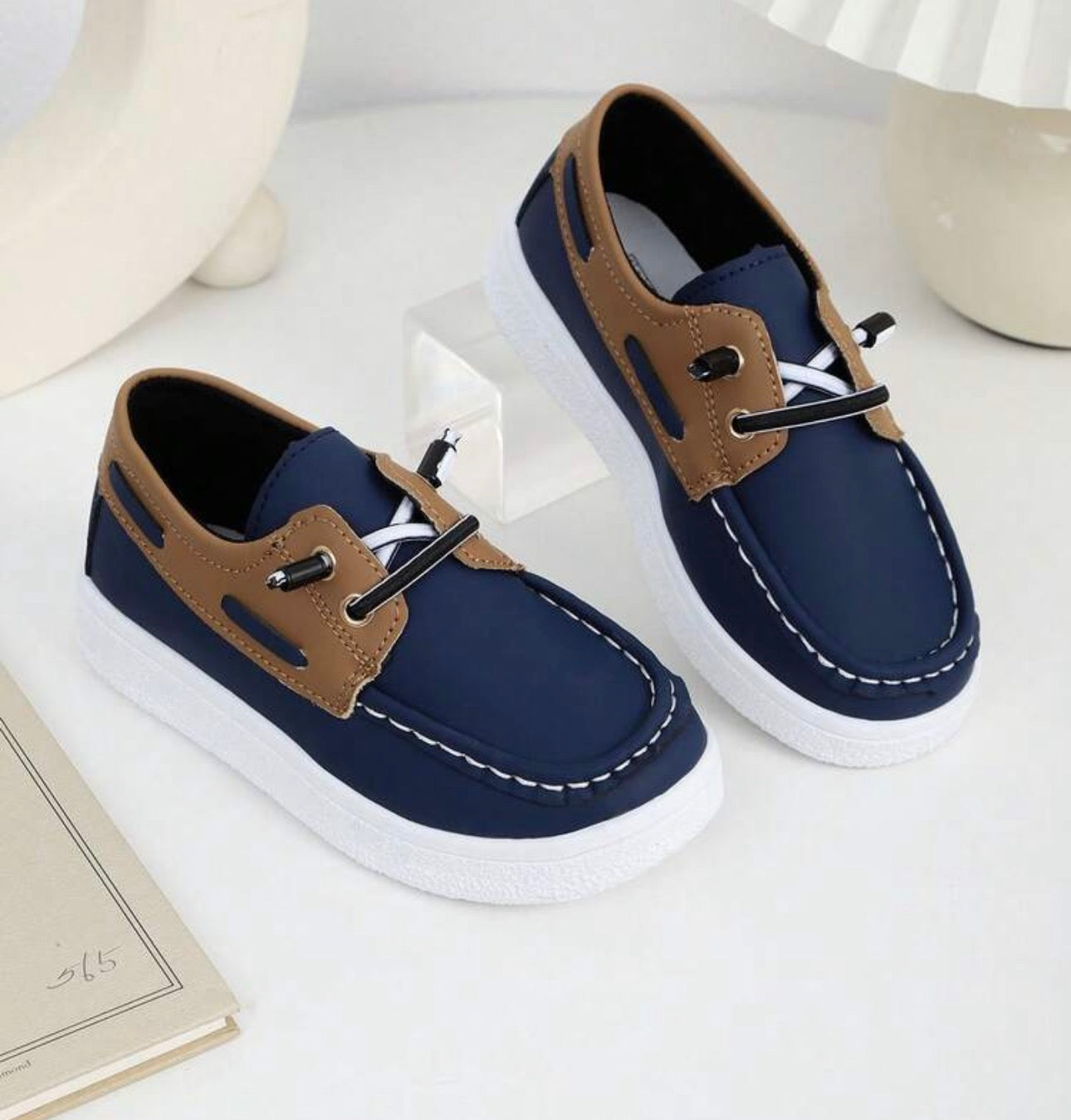 1 Pair Kids Lightweight Casual Retro Slip-On Boat Shoes, Soft Sole Comfortable Loafers, Boys Casual Sneakers