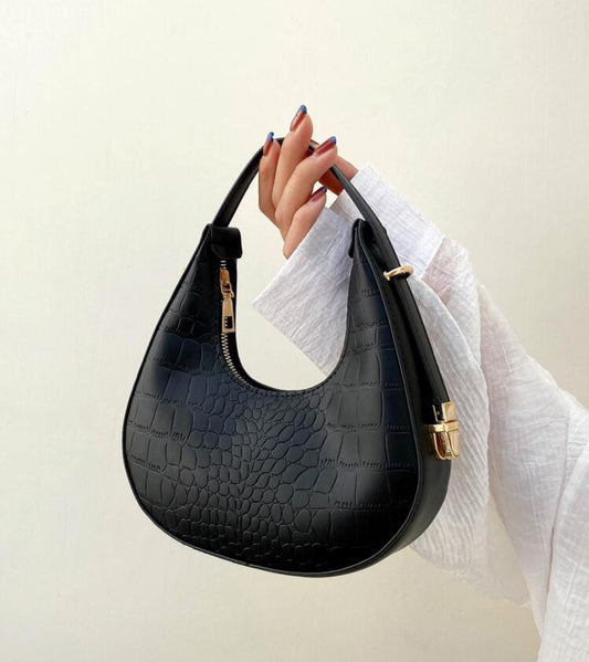 Lightweight,Business Casual Fashionable Solid Color Hobo Bag Crocodile Embossed Top Handle Bag Stylish Crescent Purses For Teen Girls Women College Students,Rookies & White-collar Workers Perfect for Office,College,Work ,Business,Commute,Outdoors, Travel,