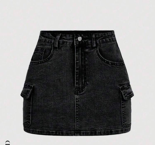 MOD Women's Casual Denim Cargo Pocket Mini Skirt