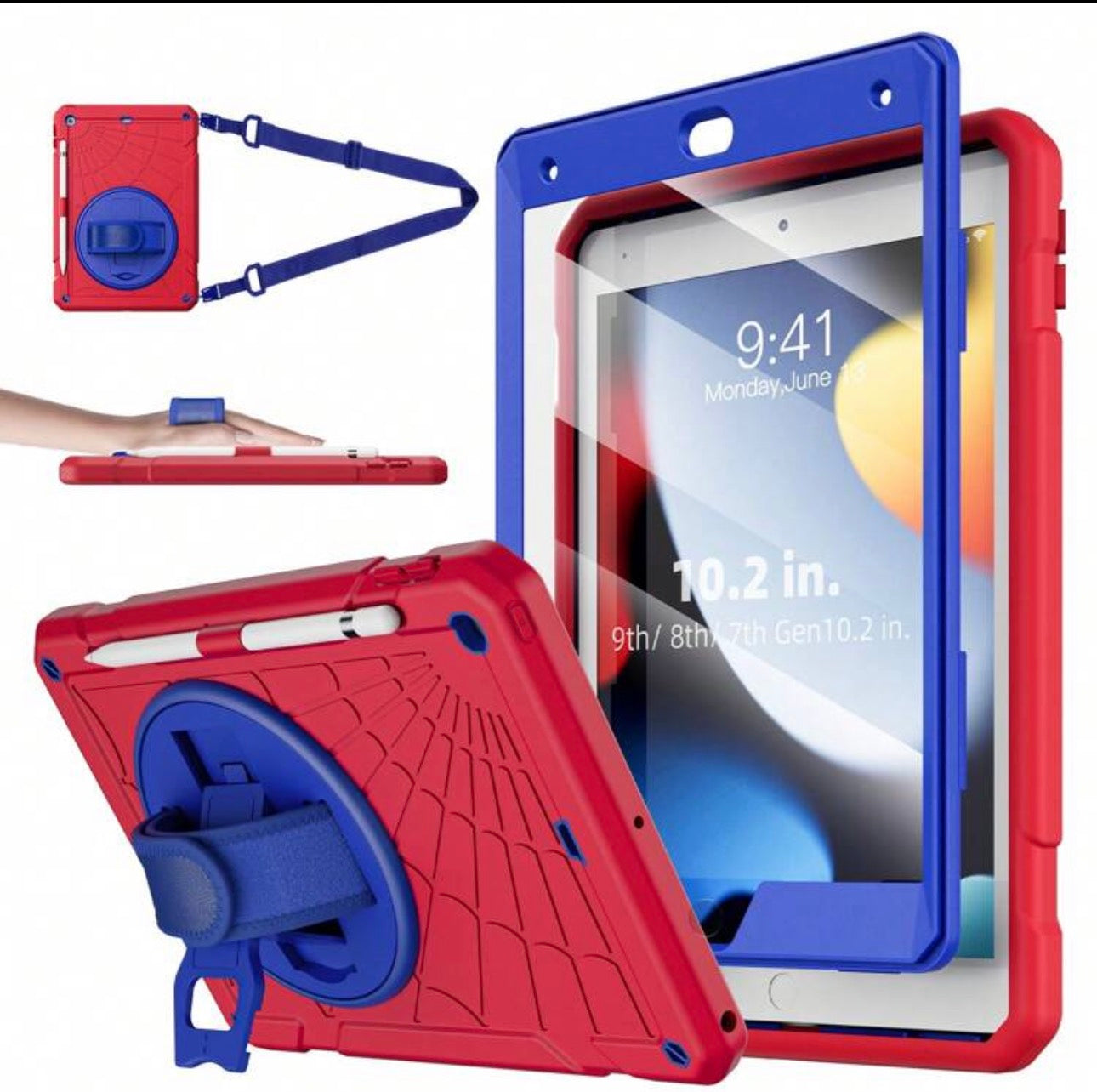 1pc Protective Case Compatible With Ipad 10th/9th/8th/7th/6th/5th Gen 11"/10.9"/10.2"/9.7"/8.3"/7.9", IPad 10th Gen 10.9" Tablet Protective Case With Pencil Slot, 360° Rotating Hand Strap And Stand, Compatible With IPad Mini 6, Mini 7, 8.3", IPad Pro 11",