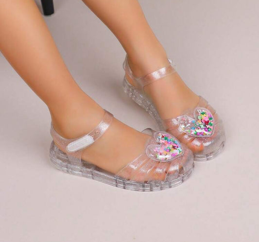 A Pair Of Crystal Jelly Sandals Flat Sandals For Summer Girls