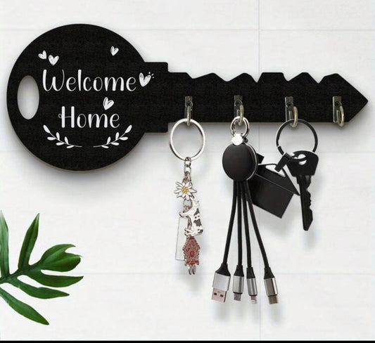 Boho Style Rustic Wooden Key Holder With Shelf And Hooks - Easy Install, Space-Saving Wall Mounted Organizer For Keys, Coats & More - Ideal For Entryway, Kitchen, Office, Key Rack