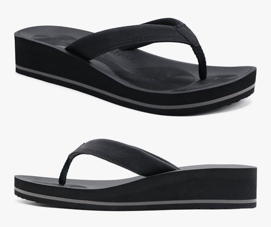 COFACE Flip Flops for Women With Comfortable Arch Support Ladies Fashion Platform Thong Sandals Soft Yoga Mat Sole For Beach/Indoor Outdoor
