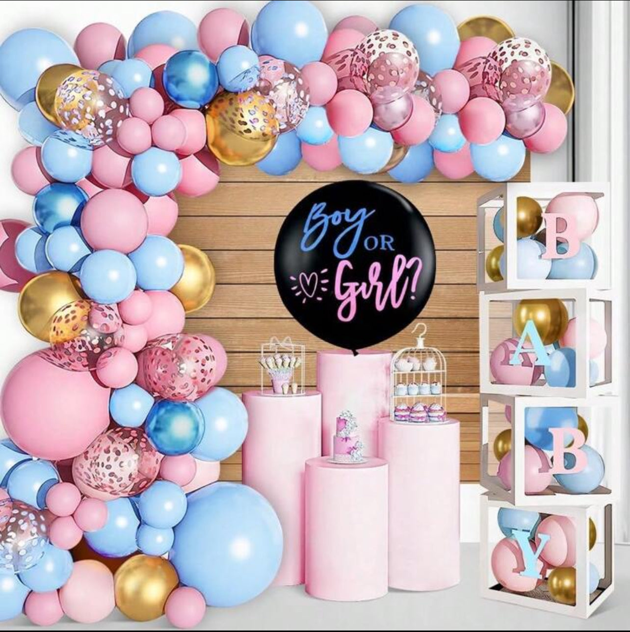 168pcs  Gender Reveal Balloon Decorations, Pink And Blue Balloon Garland Arch Kit  With A-Z+ Letters For  Shower 1st   Gender Reveal Party Supplies