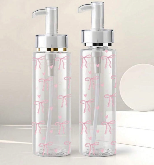 100ml/120ml/150ml/200ml Transparent Acrylic Pump Bottle With Bow Decor, Suitable For Water-Based Lotions, Cosmetics And Toners, Made Of Clear Plastic, Ideal For Travel And Business Use, Can Be Used To Fill Lotion Dispenser Bottles.