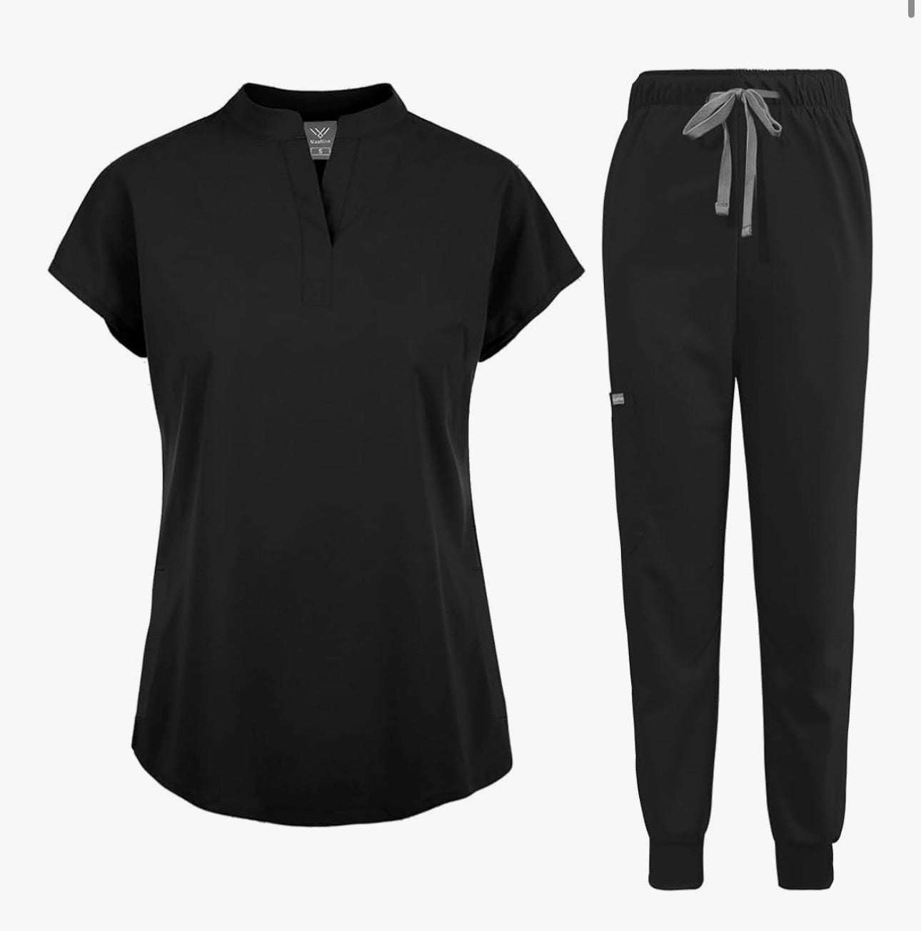 niaahinn Scrubs Set for Women Nurse Uniform Jogger Suit Stretch Top & Pants with Multi Pocket for Nurse Esthetician Workwear