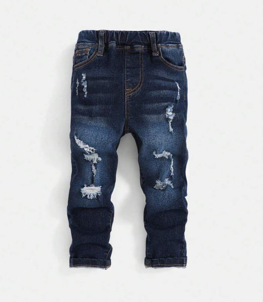 SHEIN Young Boy Elastic Waist Ripped Jeans
