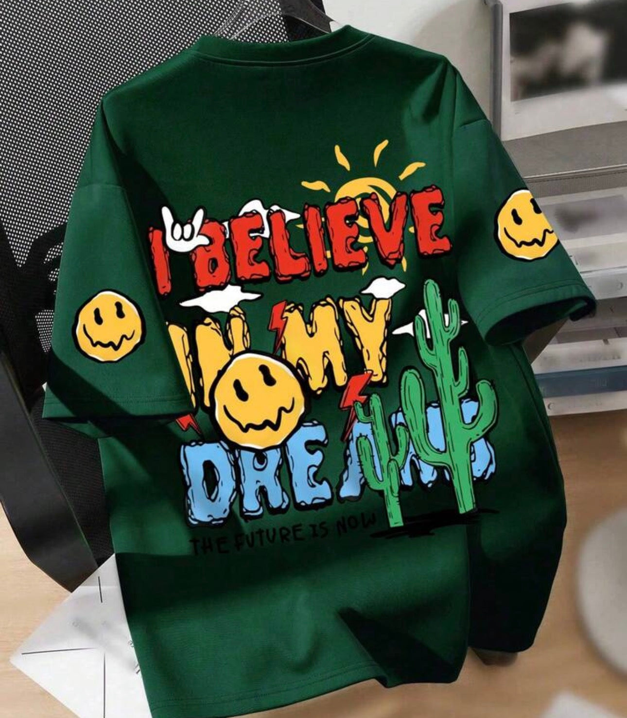 Teens Boys Cartoon Expression & Slogan Print Round Neck T-Shirt, Girls Summer Casual Soft Top