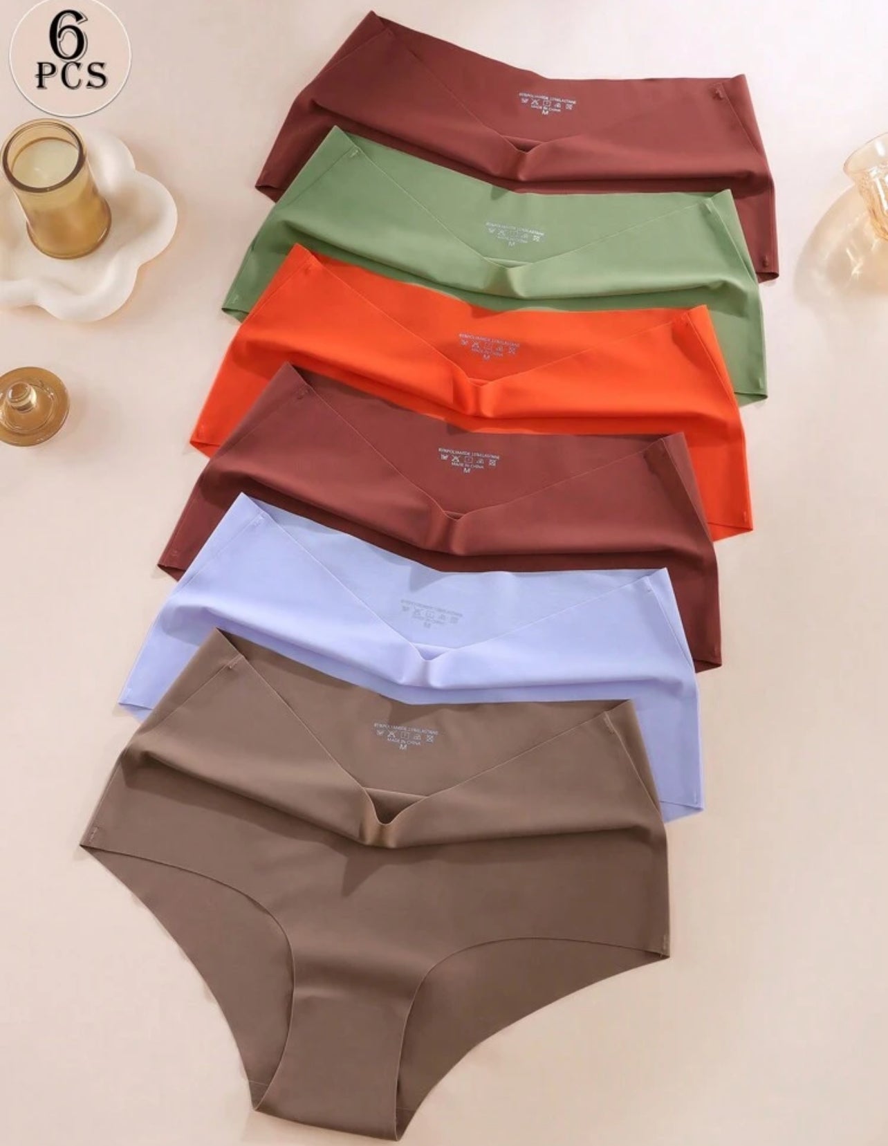 Aofeiqike 6pcs Plus Size Sexy High Waisted Lace Trim Hipster Briefs Underwear For Women, Comfortable Breathable Ice Silk Seamless Panties