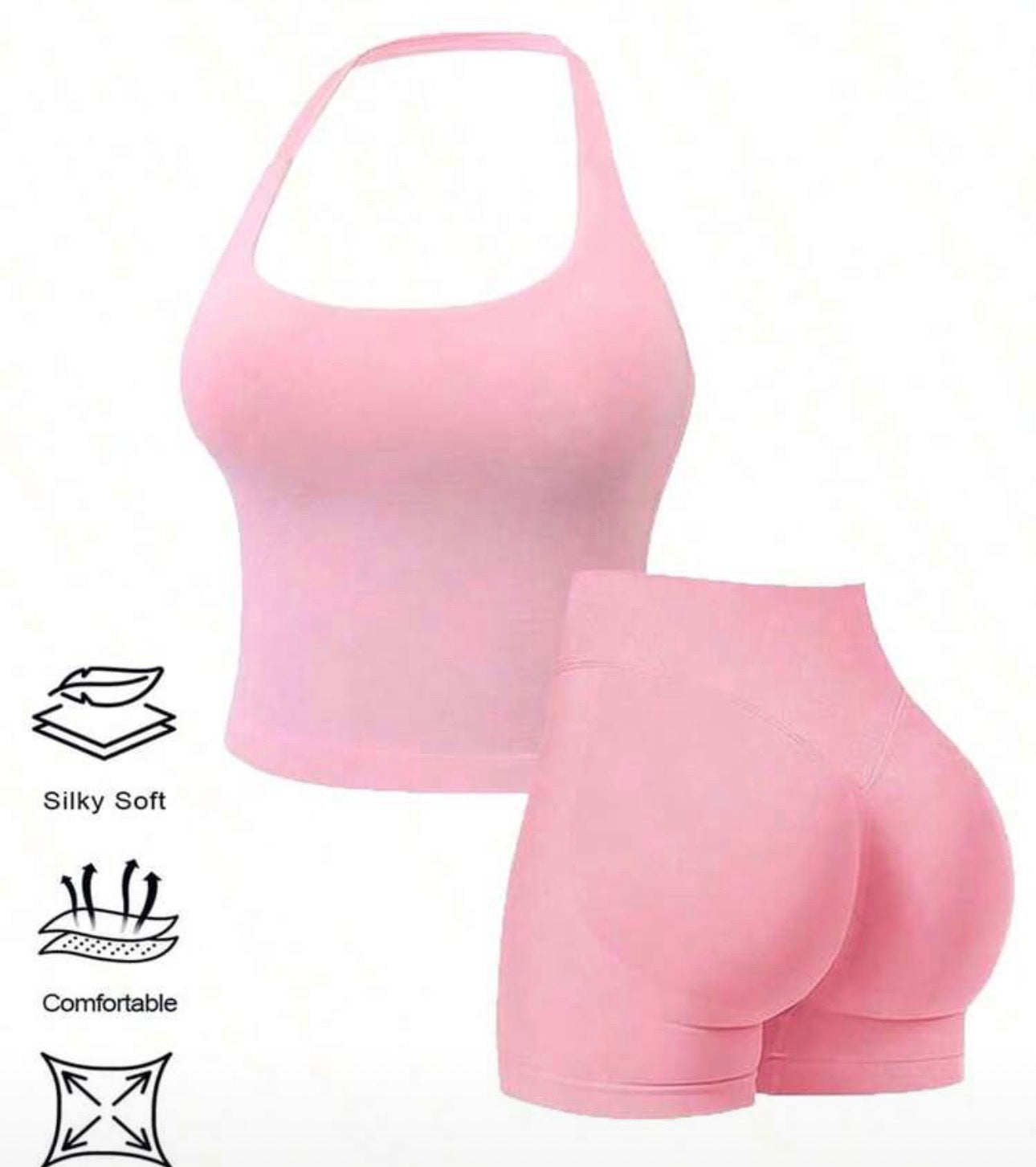 Women's Outdoor Sports Set: Tank Top + Shorts, Suitable For Daily Wear, Slimming Fit, Butt-Lifting Design, Lightweight And Breathable