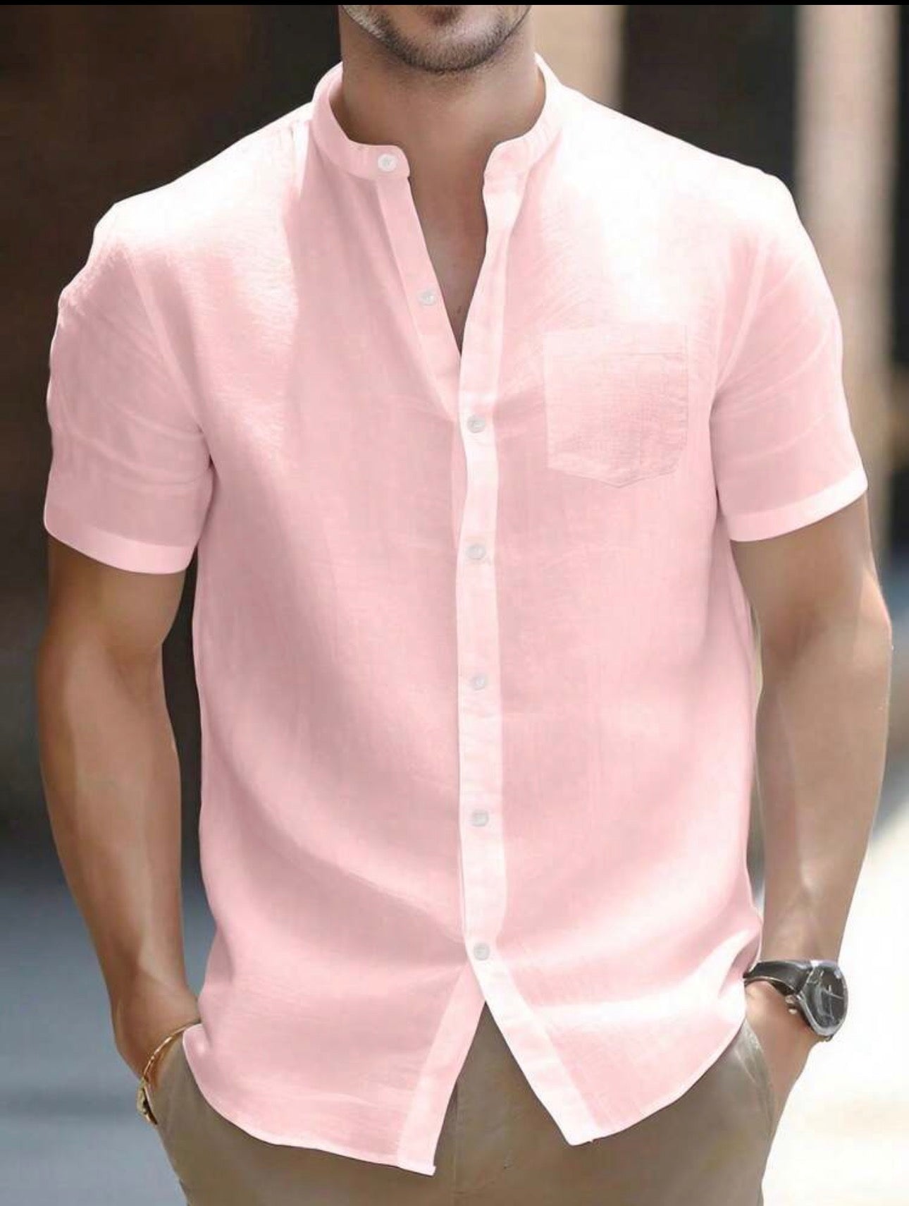 Men's Comfortable Short Sleeve Shirt, Vintage Retro Casual Collared Shirt, Slim Fit, Summer