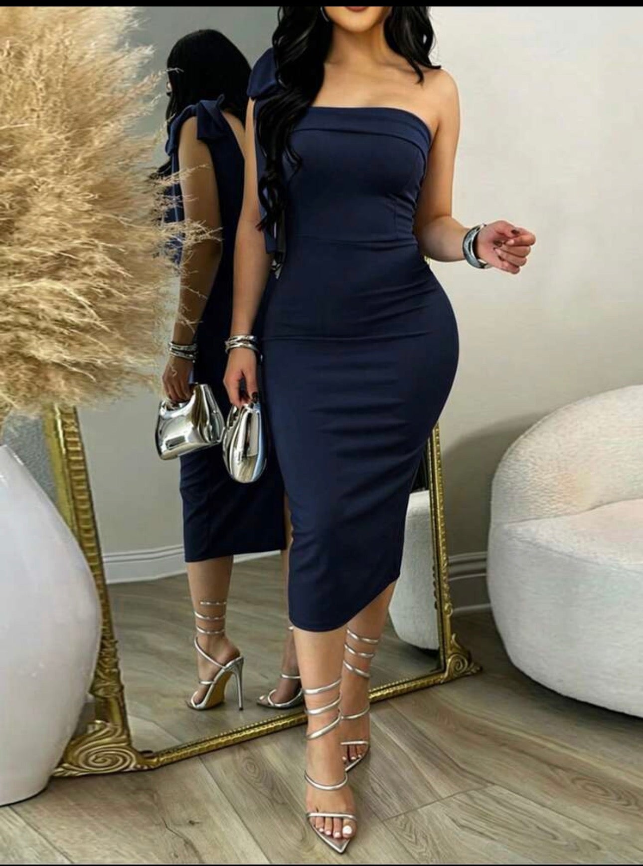 Women's Sexy Strapless Fitted Mini Summer Dress, Decorated With Bows, Elegant Sleeveless Backless Knit Party Dress, Creating A Charming Look
