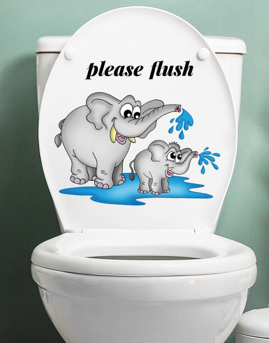 1pc Elephant Pattern Toilet Seat Cover Sticker, Self-adhesive Bathroom Toilet Decor