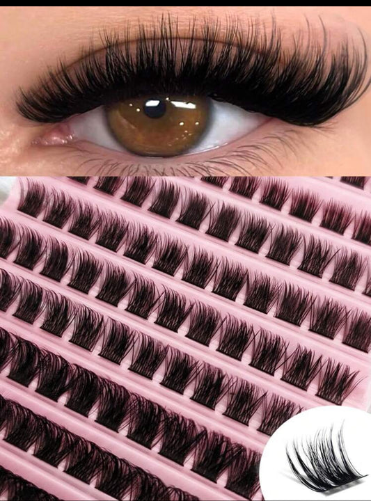 120PCS Individual Lash Clusters D Curl 8-16mm Wide Stem DIY Lash Clusters Natural Look&Extra Thick Reusable Individual Eyelash Extension Kit For Self Use At Home Or On-The-Go For Daily Life&Wedding&Dating&Party&Music Festival&Spring Day&Travel