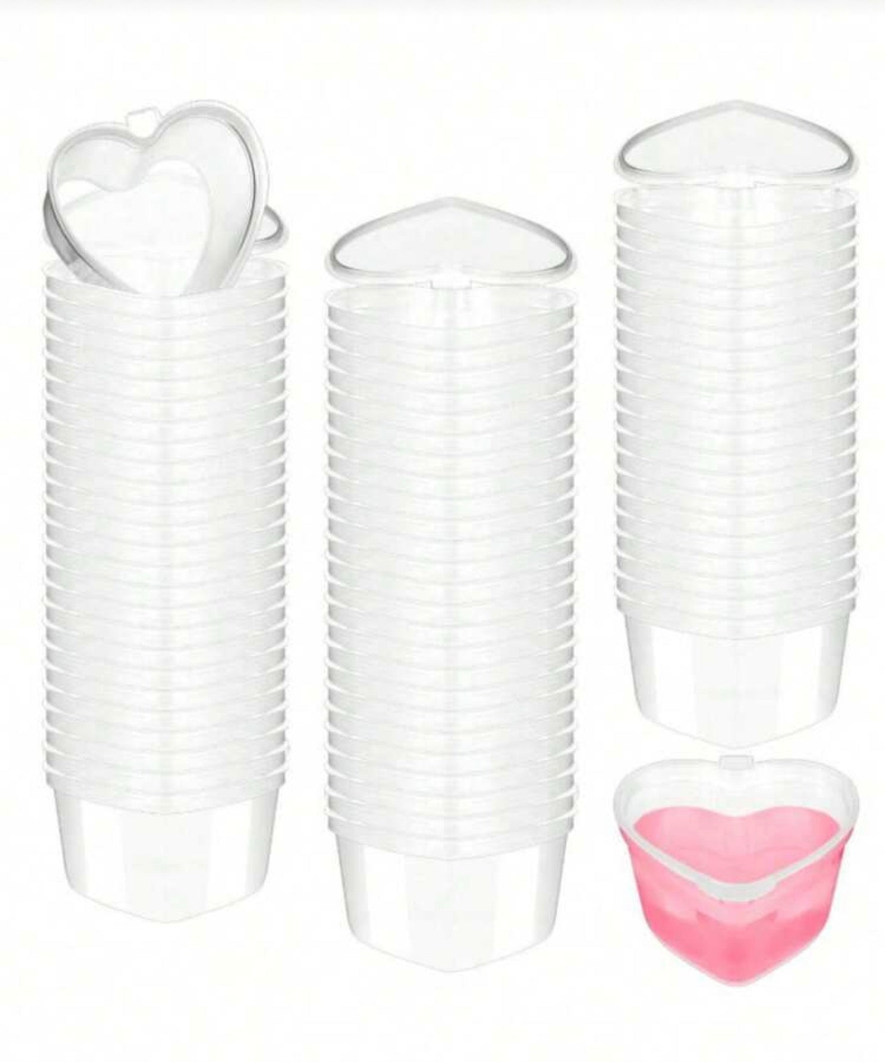 5/10/25/50pcs Heart-Shaped Disposable Plastic Cups With Leak-Proof LIDS Can Be Used In Cream Cups, Jelly Cups, Small Condiment Storage Containers, Shot Glasses, Dip Cups, Salad Dressing Containers, Pudding Cups, Condiment Storage Containers, Clear Food Cu