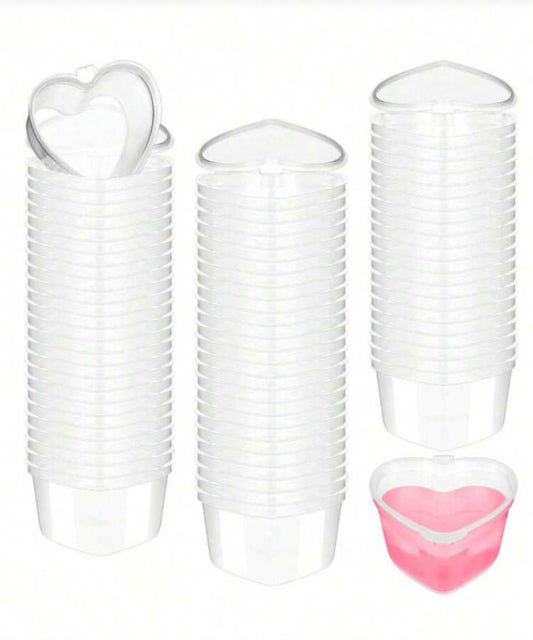 5/10/25/50pcs Heart-Shaped Disposable Plastic Cups With Leak-Proof LIDS Can Be Used In Cream Cups, Jelly Cups, Small Condiment Storage Containers, Shot Glasses, Dip Cups, Salad Dressing Containers, Pudding Cups, Condiment Storage Containers, Clear Food Cu