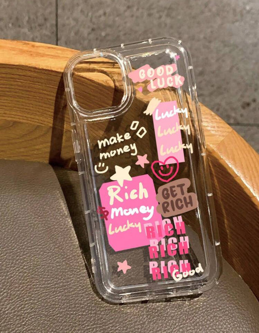 2024 Positive Energy Slogan Print Clear Case Compatible With IPhone& Galaxy