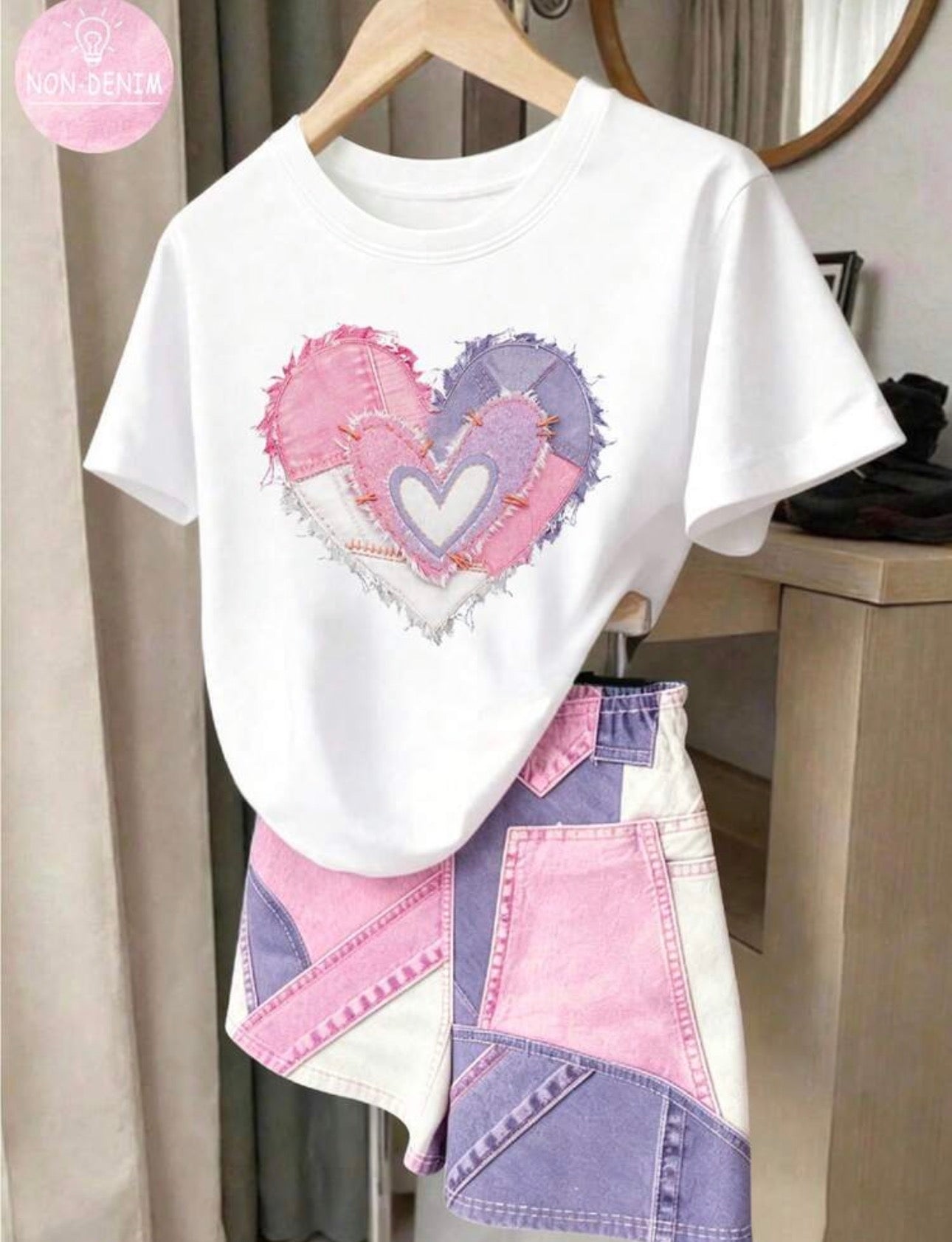 2pcs/Set Toddler Girls' Cartoon Floral Princess T-Shirt And Shorts Set, Sweet & Cute, Comfortable & Versatile, Suitable For Summer Outings,