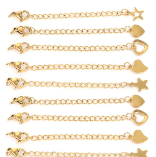 10pcs Stainless Steel Extended Tail Chain Lobster Clasp Tail Chain Bracelet Necklace Closing Extension Chain DIY Jewelry Making Accessories Bracelet Necklace