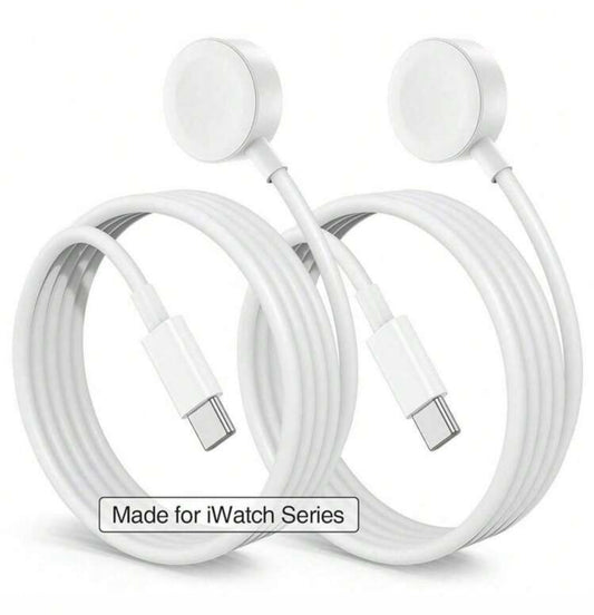 2pcs 3.3ft/100cm Magnetic Wireless Charger Cable Compatible With Watch Series Ultra/9/8/7/6/5/4/3/2/1/SE, Type-C Fast Charging