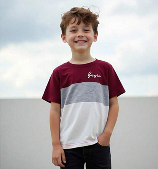 Young Boy Letter Graphic Colorblock Tee