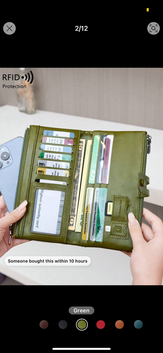 CHARM INFINITE RFID Blocking Bifold Large Capacity Women's Wallet Retro Zipper Purse Soft Leather Long WalletWith Multiple Card Slots & ID Window For CreditCard/ID Card/ Money/ Cash/Cell Phone QuiltedDetail Card Holder Clutch Bag For Lady BusinessCasual