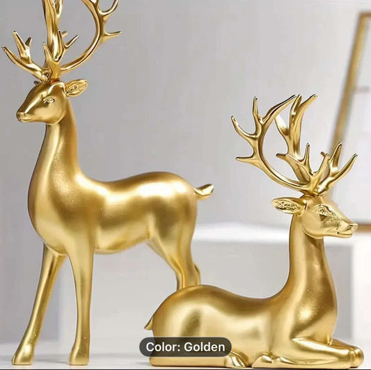 1 Pair of 2pcs Resin Reindeer Ornaments, Perfect for Indoor Entryway or Wine Cabinet Display, Christmas Decoration, Holiday Display, Elegant Ornament, Festive Design, Detailed Sculpture, Durable Resin, Display Piece, Christmas Figurine, Gift Buyers