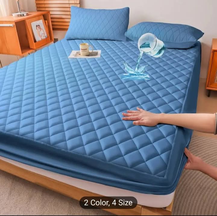 Blue waterproof bed sheet