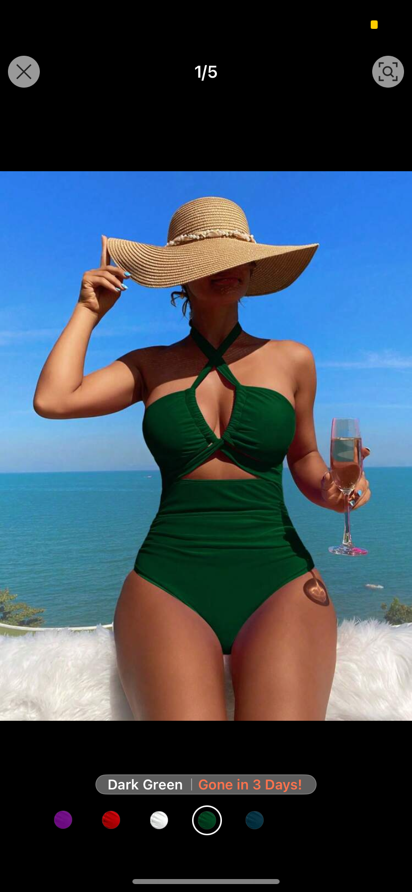 SHEIN Swim Women Solid Color Hollow Out Ruffle Monokini Swimsuit, Perfect For Beach Vacation,Summer Beach