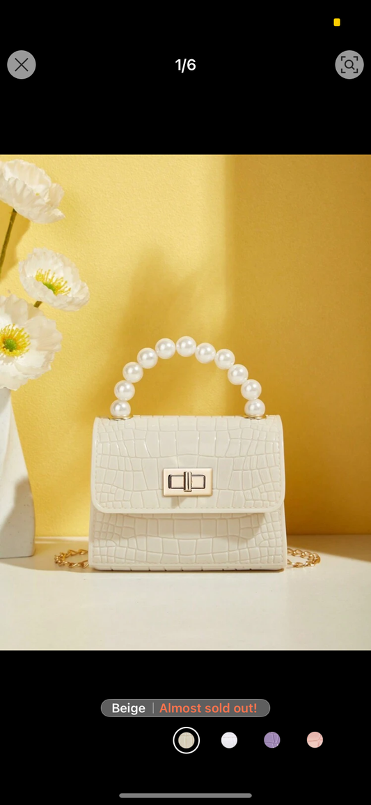 Gift-Worthy Faux Pearl Decor Handheld Bag, Mini Cute Crossbody Bag