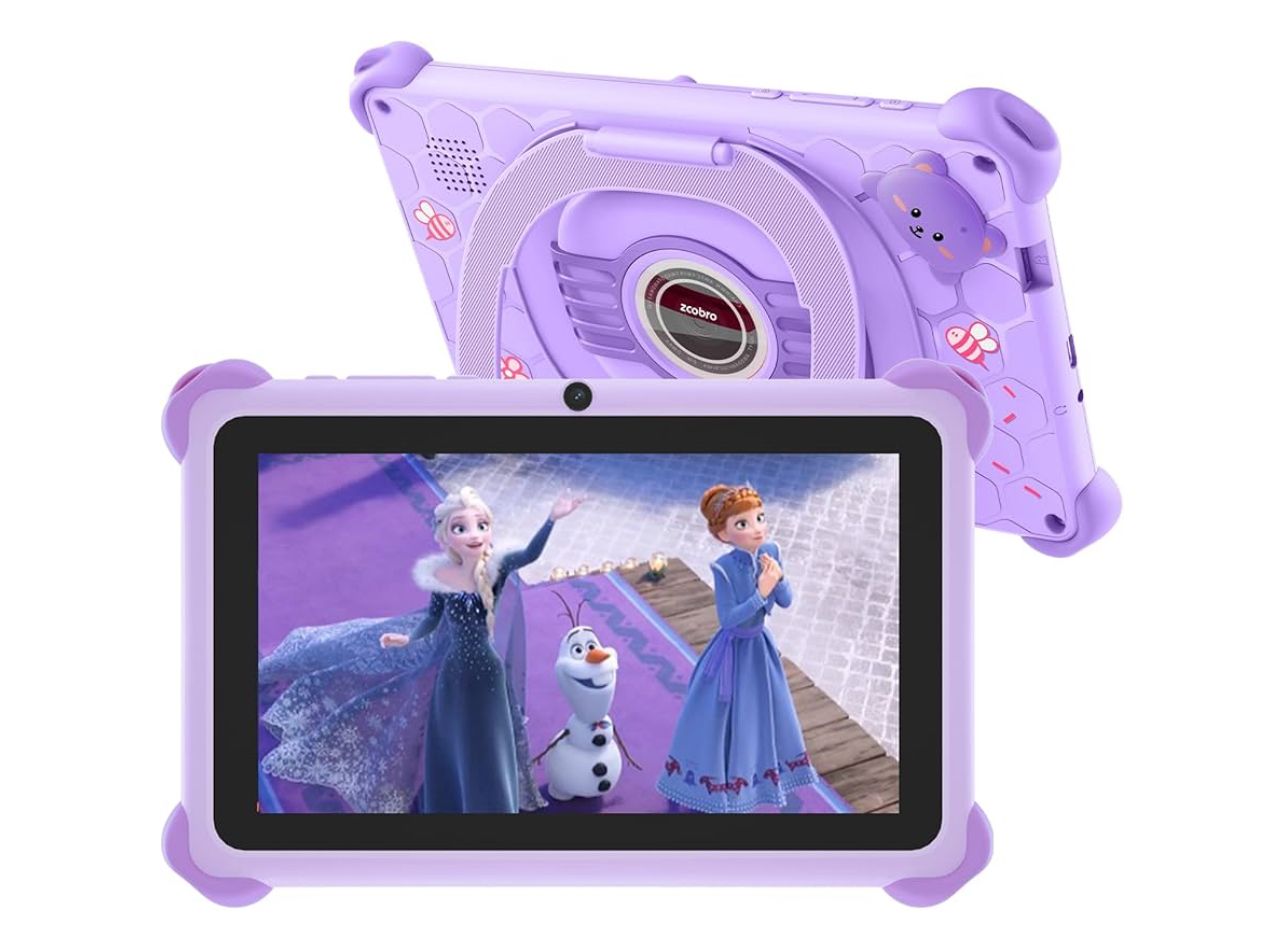 Kids Tablet 7 inch Tablet for Kids 32GB Toddler Tablet with Case, Android Kids Learning Tablet with WiFi Youtube Parental Control, Bluetooth, Preinstalled Educational Contents for Girls Boys, Purple
