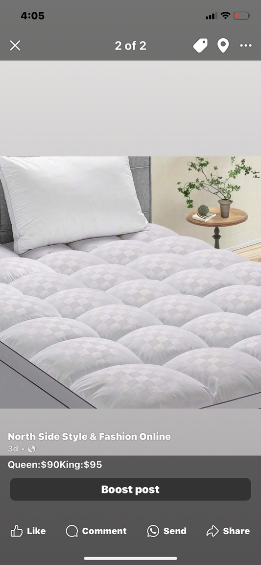 Extra Thick Mattress Pad Cover For Back Pain, Cooling Mattress Protector With 8-21 Inch Deep Pocket, Mattress Topper Overfilled Down Alternative Filling